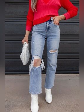Vervet Light Wash Distressed High-Rise Women's Jeans